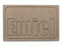 Houten label gravure